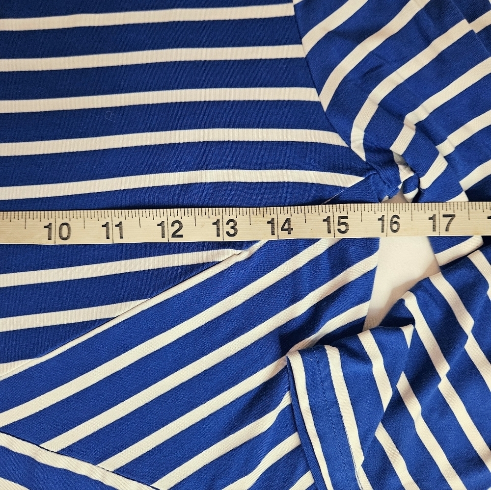 Rephyllis Womens Blue & White Striped Bodycon Dress With 3/4 Sleeves Size Medium - Picture 5 of 9